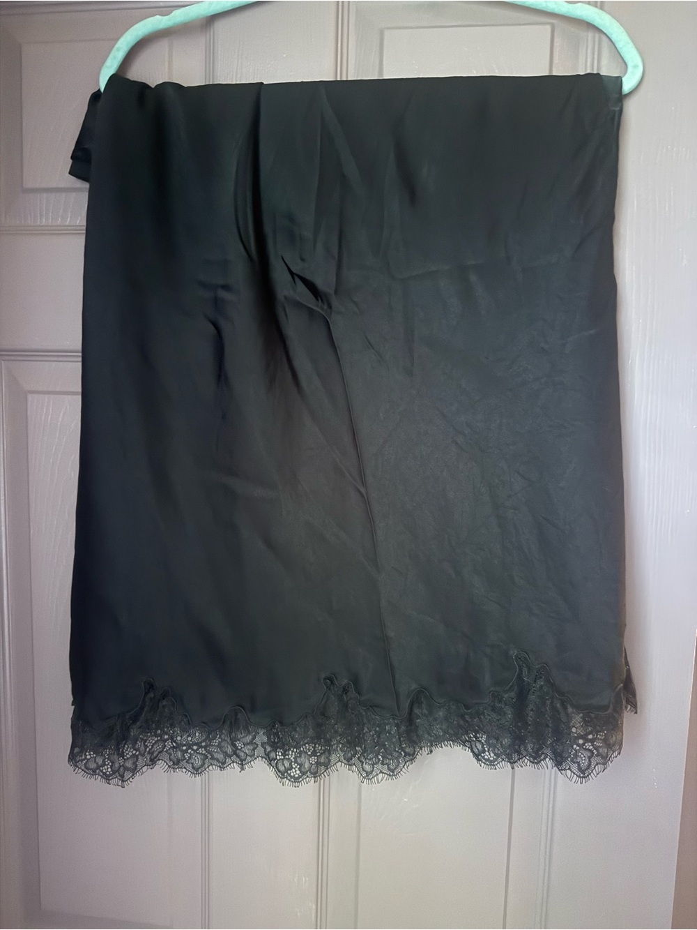 Nordstrom Black Lace-Hem Satin Skirt
